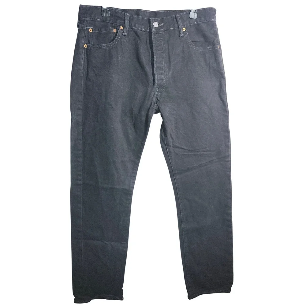 Levis 501‎ Original Fit Mens Black Denim Jeans Straight Leg Button Fly 36x32 VTG